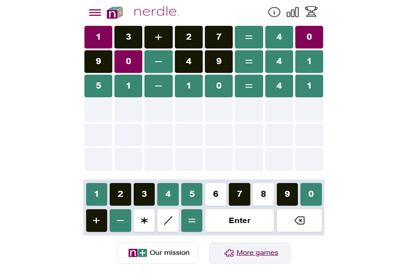 nerdle screenshot